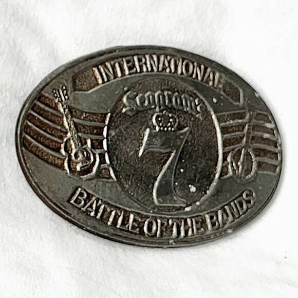 SEAGRAMS 7 WHISKEY 1981 INTERNATIONAL BATTLE OF THE BANDS BELT BUCKLE Vintage OG - Picture 3 of 4